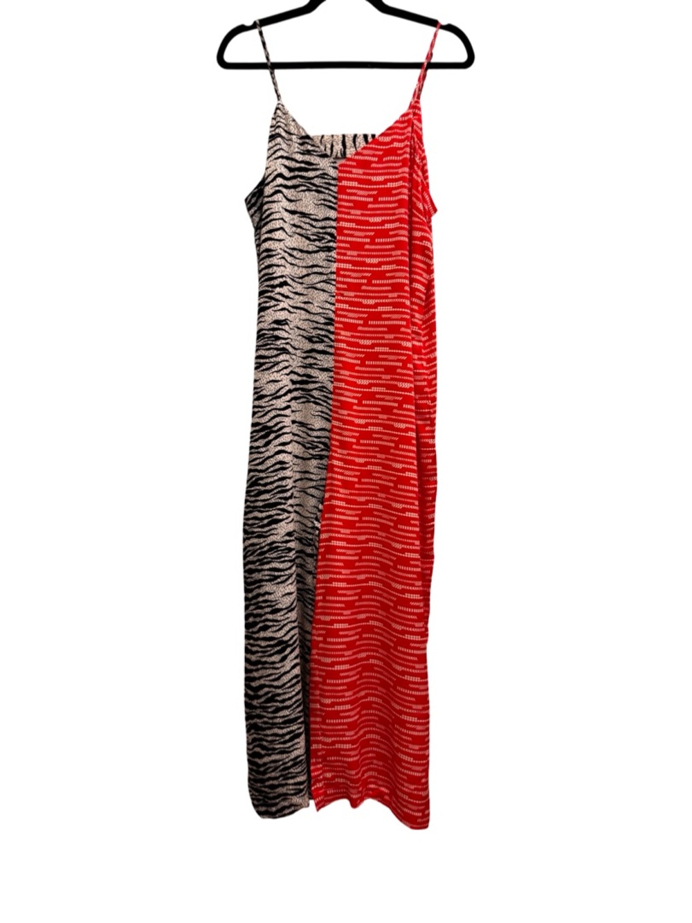 Anthropologie Two-Tone Red and Black Animal-Print Wide-Leg Jumpsuit - Picture 5 of 12